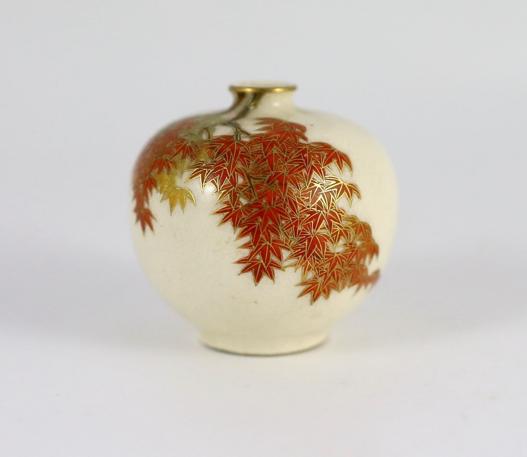 A Japanese Satsuma pottery miniature globular vase, by Yabu Meizan, Meiji period, 4.1cm high